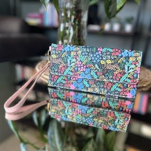 Rifle Paper Co. for Anthropologie - Travel wristlet - Dark Floral - Blush Pink